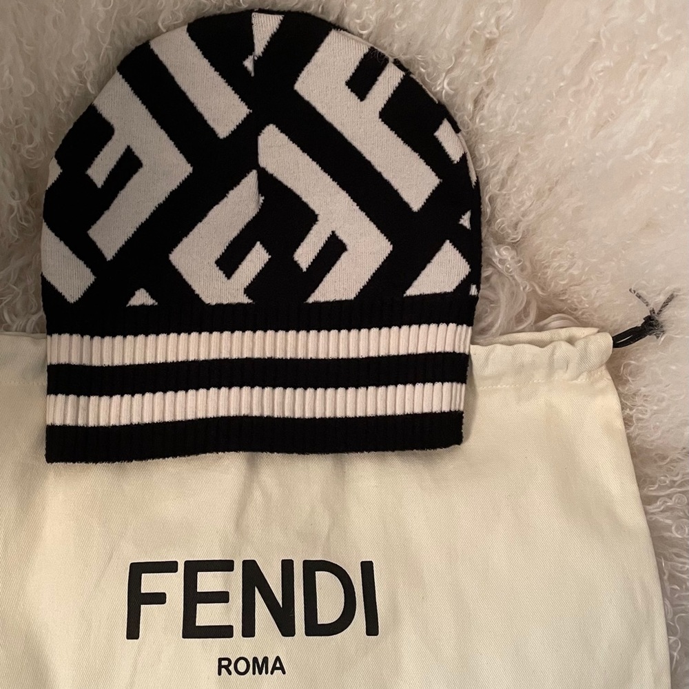 Fendi Macro FF Logo Beanie Hat